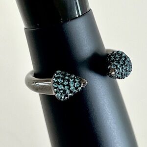 Michael Kors Gunmetal and Pavé Crystal Open Ring Size 8